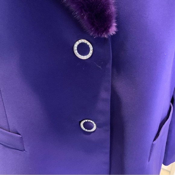 Natasia Collection Faux Fur Collar Purple formal skirt suit set Mother of bride - Picture 5 of 12